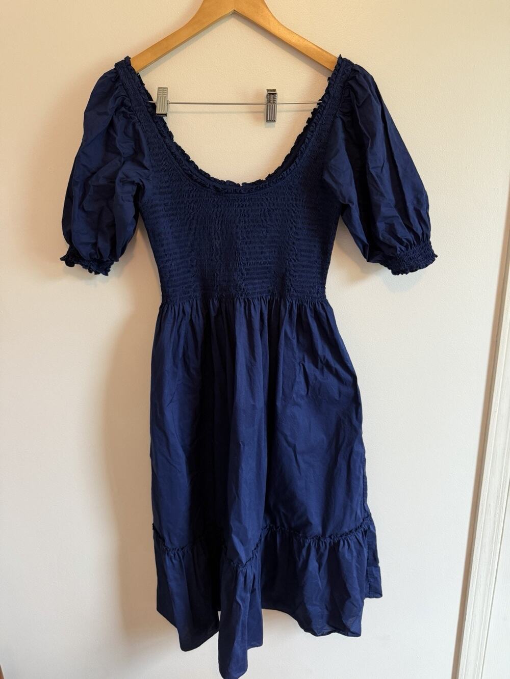 Hill House Home Louisa The Nap Dress Navy Blue Women's Medium 100% Cotton